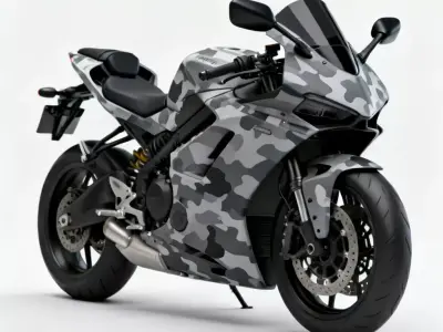 Tactical Camouflage Sport Bike Motorcycle 3d model Low-poly 3D model