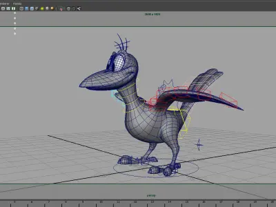 cartoon bird 3d rigged model 3D model