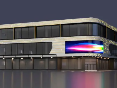 Commercial Shopping Center Night 3D model