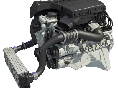 Turbo Straight Six-cylinder Petrol Engine 3D model
