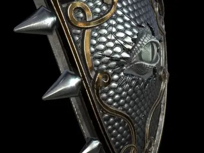 Shield with eye low poly 6 texture options and high poly Low-poly 3D model