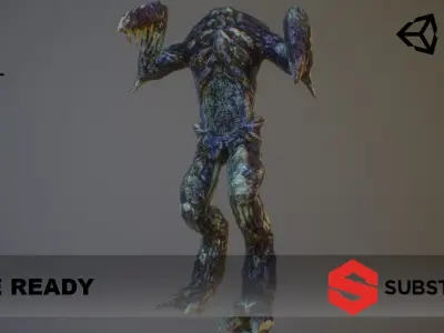 Alien PBR Game Character with LOD Low-poly 3D model