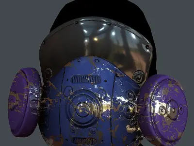 Gas mask helmet 3d model scifi Low-poly Low-poly 3D model 20