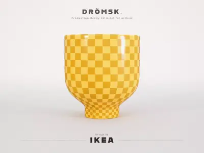 IKEA Dromsk Minimalist Yellow Flower Pot Free low-poly 3D model