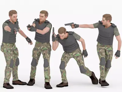 Mercenary Character - Tactical Low-poly 3D model