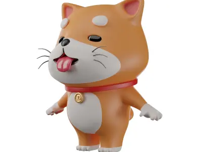 little cute Shiba Dog  3D character Japanese Shiba Dog 3D model