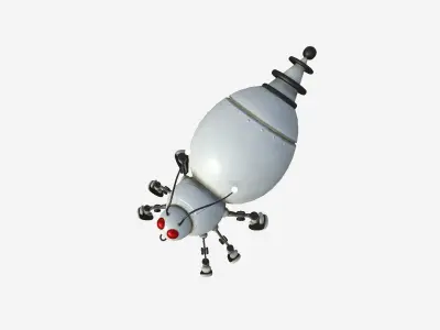 Cute Robot E03 White Dirt - SciFi Character Design Low-poly 3D model