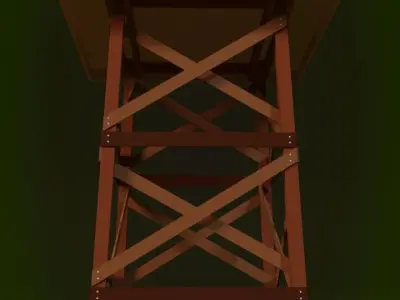 Cartoon Water Tower 3D model