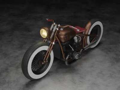 Custom Rat-Rod Bobber Motorcycle Low-poly 3D model