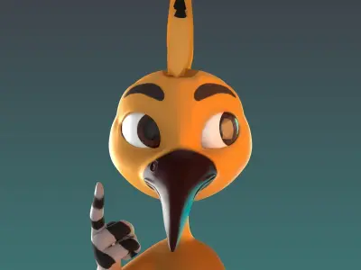 Stylized Hoopoe Rigged Low-poly 3D model
