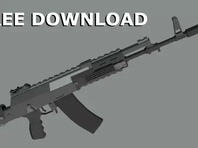 Low Poly AK-12 Assault Rifle Free low-poly 3D model