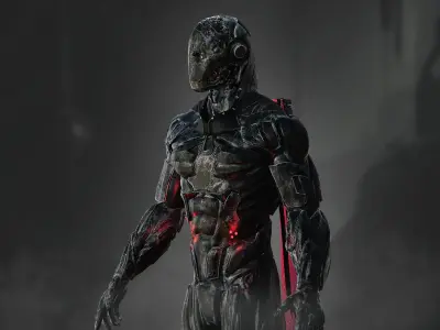 Sci Fi Airborne Cyborg Low-poly 3D model