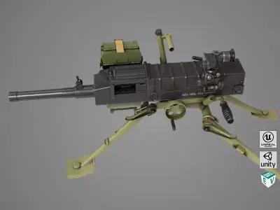Grenade Machine Guns 06 All PBR Unity UE Textures Included Low-poly 3D model