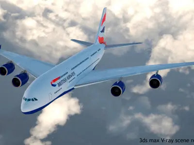 Airbus A380 Giant Airplane Low Polygon Low-poly 3D model