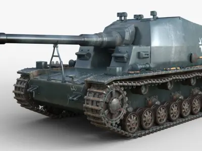 Tank 10 5 CM K18 Auf Panzer Iray piu 3D model