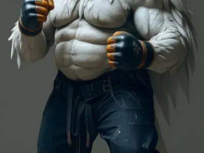 Anthropomorphic Eagle Character Warrior Muscular Bird-Man  Low-poly 3D model