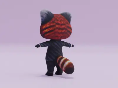 Red Panda Suit Charatcer T-Pose Low-poly 3D model