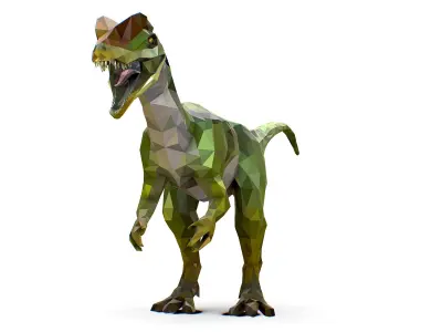 Dinosaur Dilo Green Lowpoly Art Style Animal Low-poly 3D model Low-poly 3D model