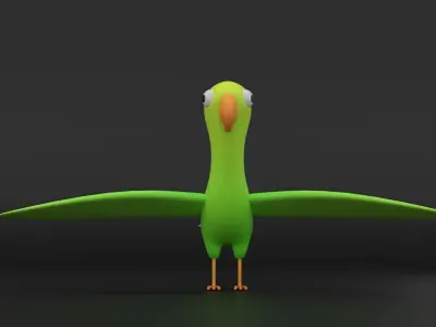 Cartoon Parrot Low-poly Rigged 3D model Low-poly 3D model