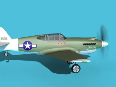 Curtiss P-40B Warhawk V14 USAAF 3D model