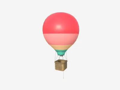 Balloon Hot Air 06 Colored Pink - Aircraft Cartoon Low-poly 3D model