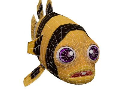 Bumblebee Goby Fish Cartoon Animated Low-poly 3D model