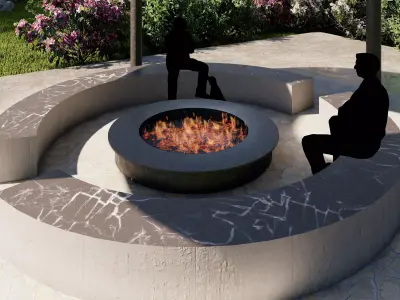 Free Modern Circular Fire Pit Pavilion-Outdoor Landscape Free low-poly 3D model