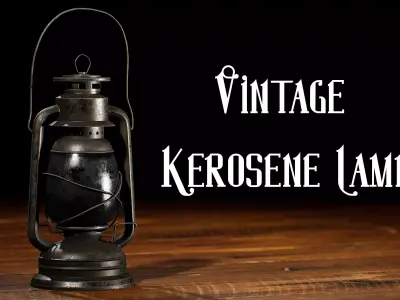 Vintage Kerosene Lamp Low-poly 3D model