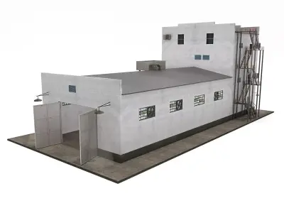 Industrial Building Low-poly 3D model
