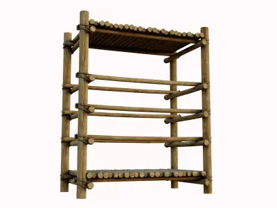 Crude Wooden Shelf Low-poly 3D model