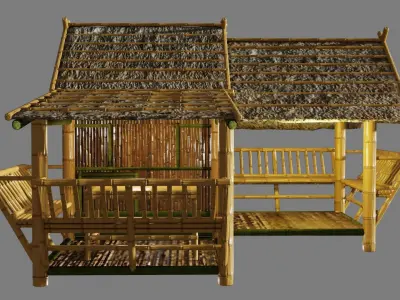 Thailand Bamboo hut style 3d model Free low-poly 3D model