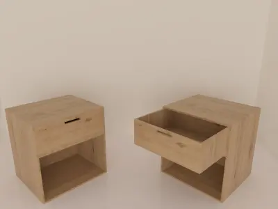 nightstand two wooden nightstands with drawers Free 3D model