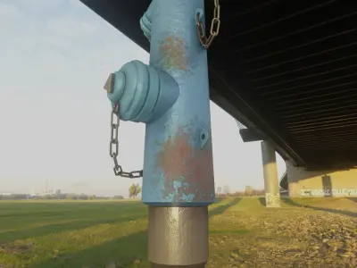  Blue Fire Hydrant VAG - Version 2 - Rusty 1 Low-poly 3D model