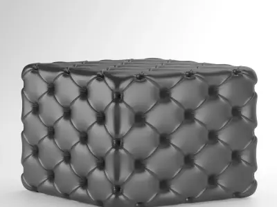 Chesterfield Leather Pouf-Ottoman 3D Model-Tufted Square Design Free 3D model