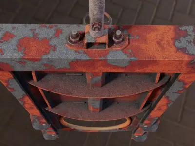 Spindle Gate Valve - Rusty Version - Package Low-poly 3D model