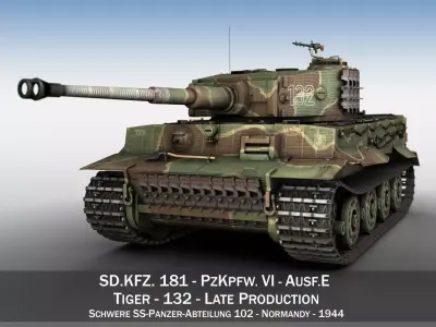 Panzer VI - Tiger - 132 - Late Production 3D model