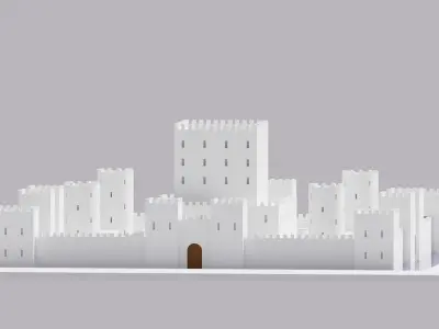 Cartoon Fantasy Medieval War Castle Low-poly 3D model
