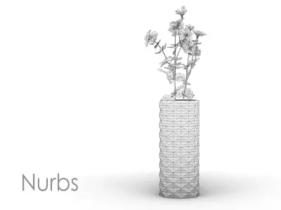 concrete pot plant and flower Free 3D model