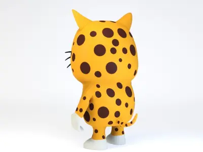 Cartoonish Humanoid Panther Character Low-poly 3D model