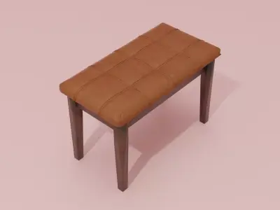 Brown Leather Piano Chair  Free 3D model