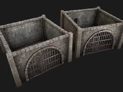 Medieval Dungeon Prison Set Low-poly 3D model