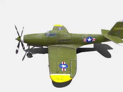 Bell P-63 Kingcobra American Fighter Aircraft Low-poly 3D model