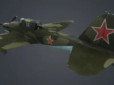 Low Poly Ilyushin IL-2 Shturmovik Low-poly 3D model
