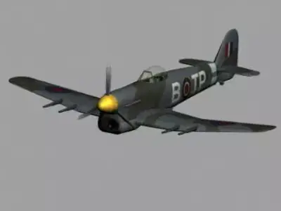 Hawker Typhoon WWII RAF fighter plane 3D model