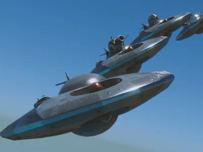 Space Age Invasion Modular UFO Fleet Low-poly 3D model