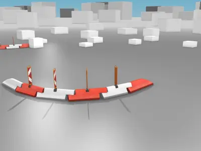 White and Red Road Traffic Barriers - Part 27 - Low-poly 3D model