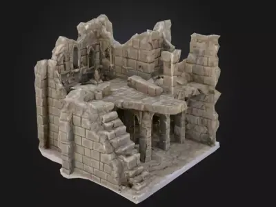 Ruined Fortress Model Low-poly 3D model
