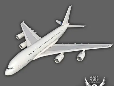 Airbus A380 with landing gear Low-poly 3D model