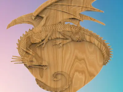Dragon on the heart 3D MODEL STL FILE FOR CNC ROUTER LASER 3D print model