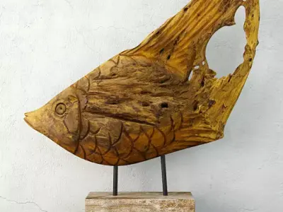 Reclaimed Teak Root Fish Sculpture 3D model